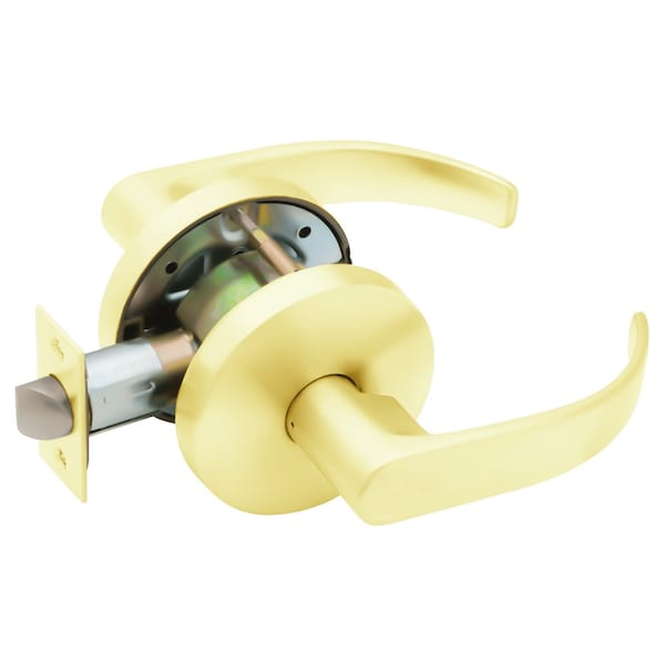 Grade 2 Passage Cylindrical Lock, Non-Keyed, Quantum Lever, Standard Rose, Bright Brass Finish